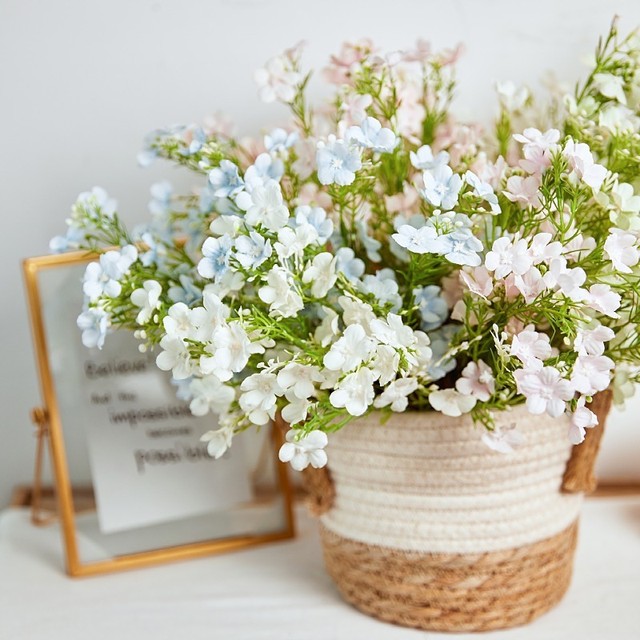 White Babys Breath Artificial Flowers Real Touch Plants for Wedding Flower  bonquet Flores Arrangement Table Decor Centerpiece